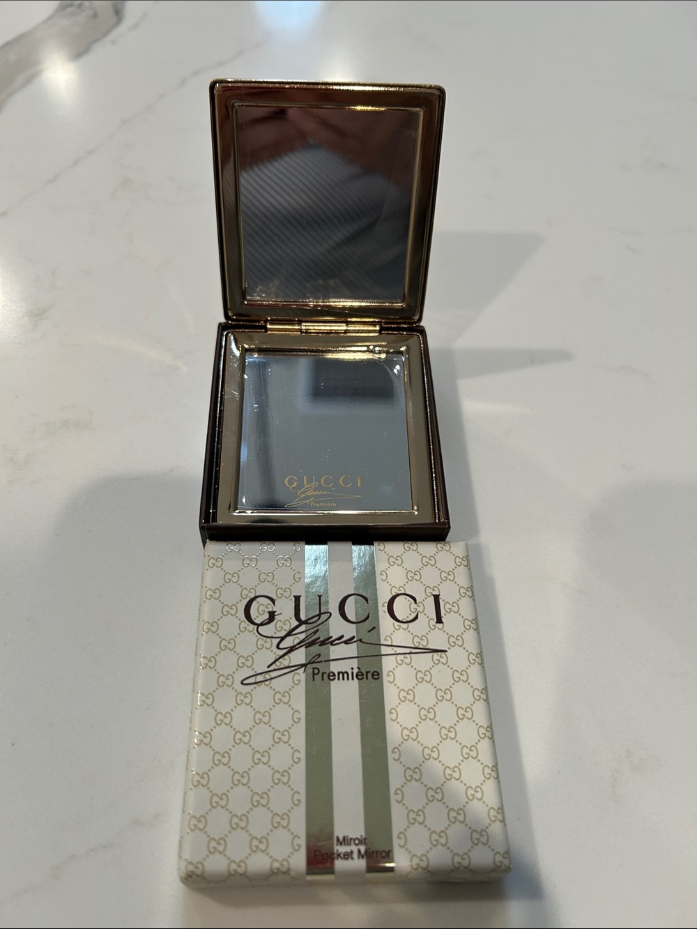 Gucci Gold Compact Pocket Mirror new in box
